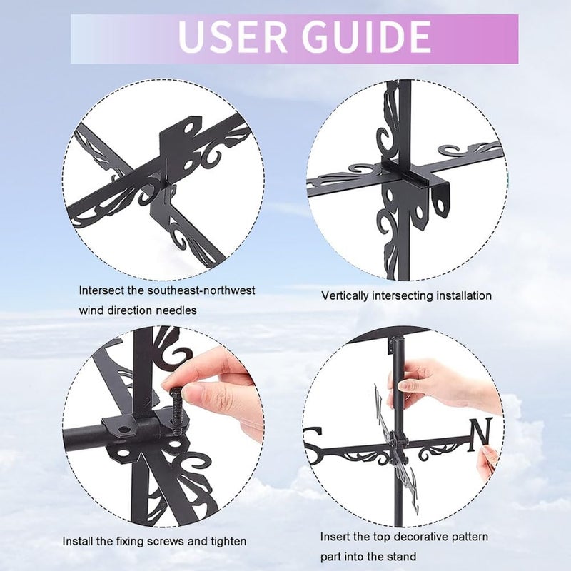 beinkmake Deer and Forest Weathervane Metal Wind Vane Animal Garden Art Decoration Direction Sign Indicator Stake Mount Ornament for Patio Lawn Farmhouse Yard Roof Outdoor - Image 4